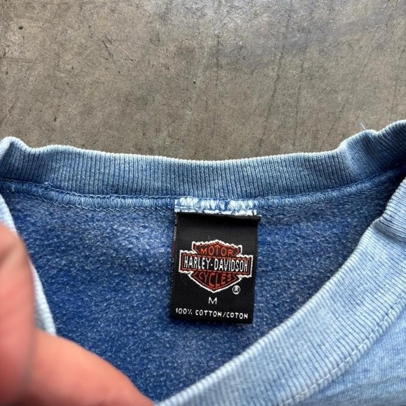 Vintage 90's Harley Davidson Chicago Faded Blue Crewneck Sweatshirt Size Medium - Picture 4 of 5